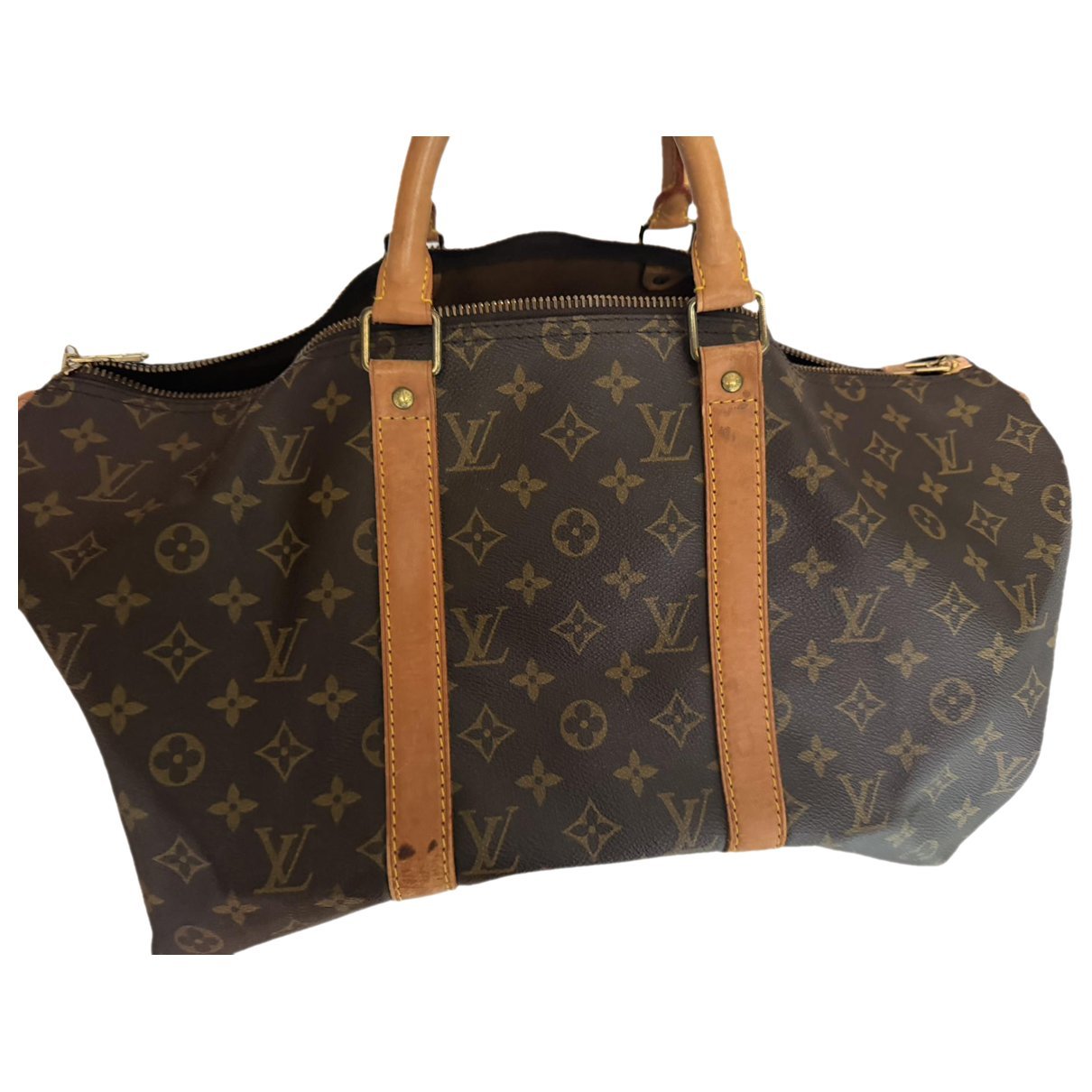 Louis Vuitton Keepall leather travel bag