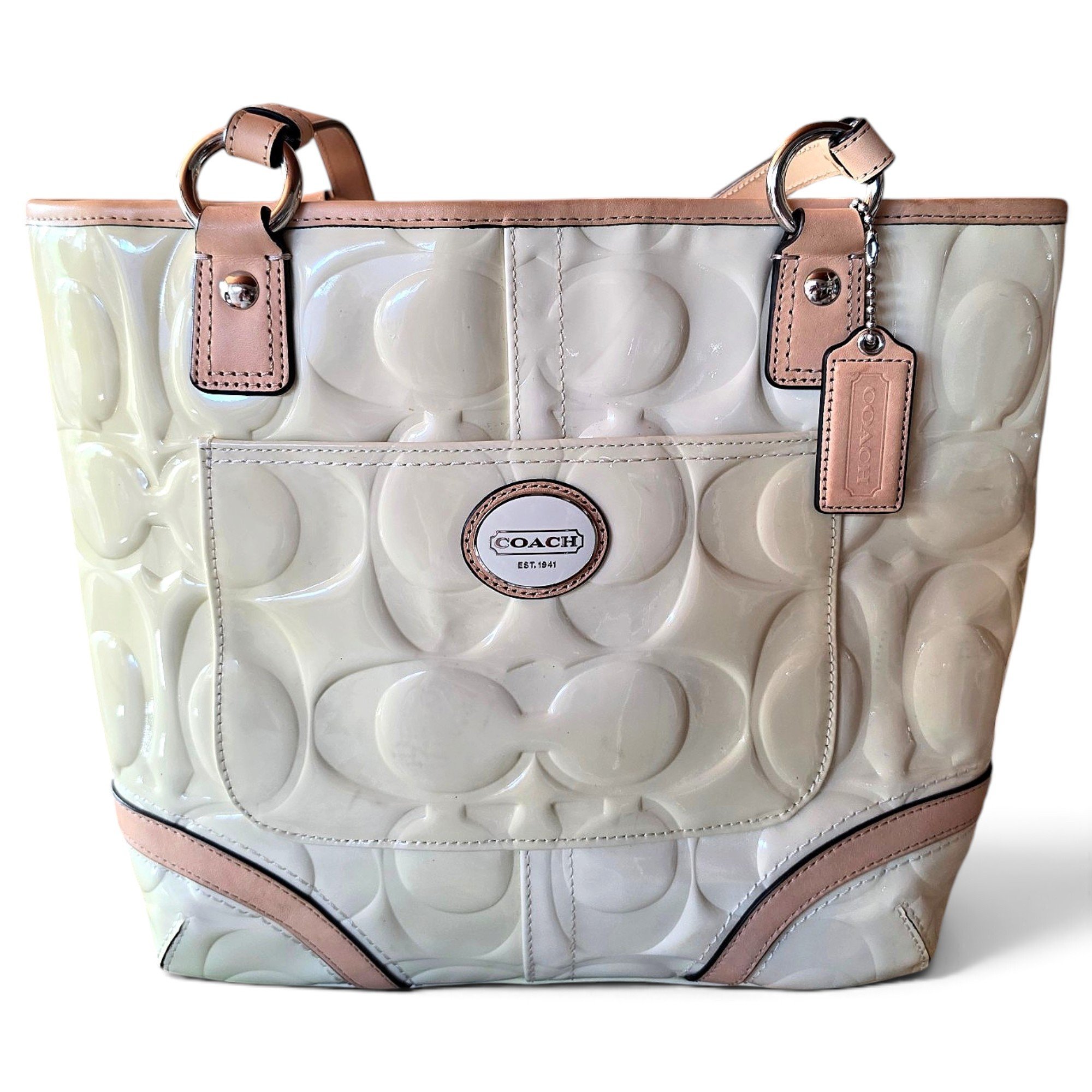Crossgrain Taxi Tote patent leather tote