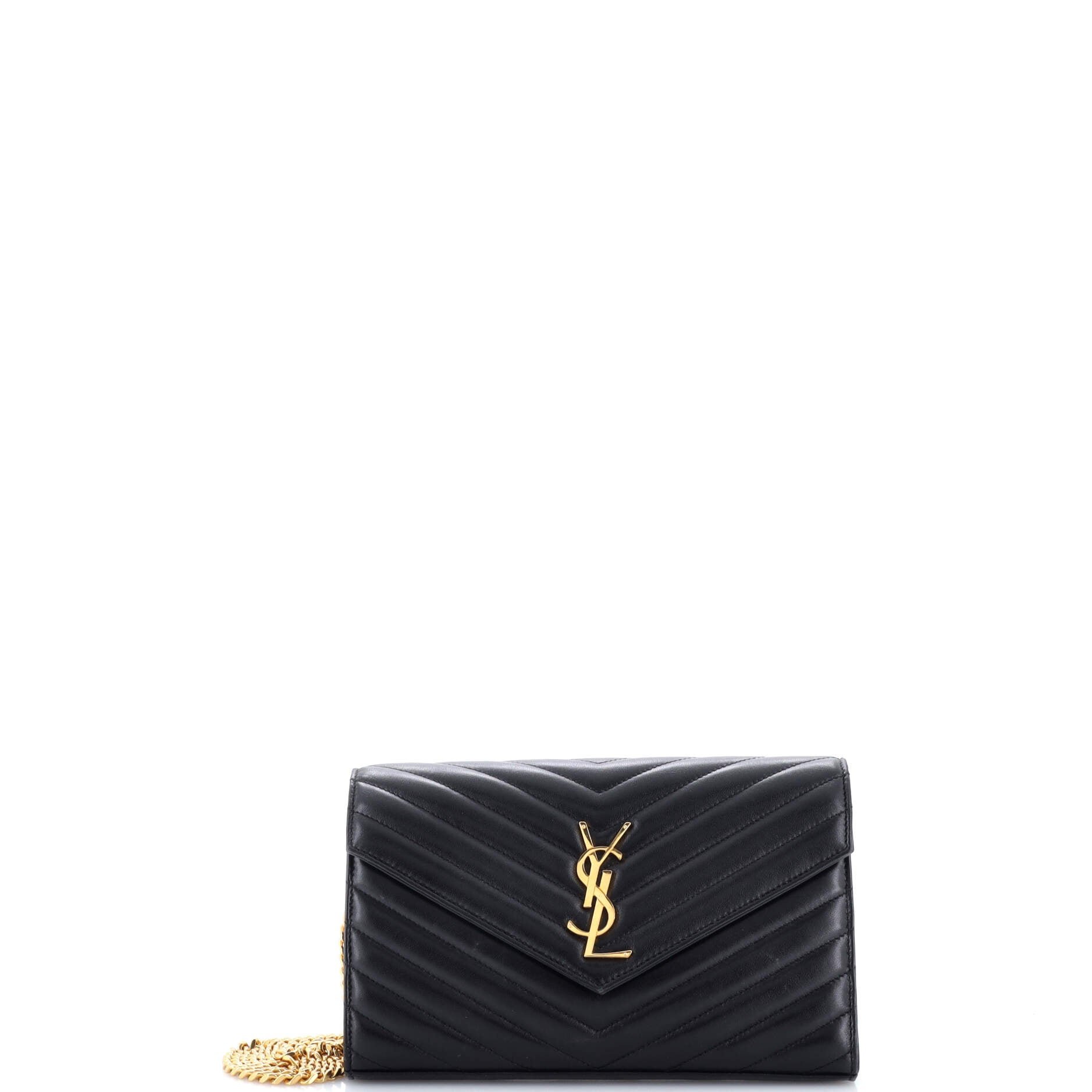 Classic Monogram Wallet on Chain Matelasse Chevron Leather Medium