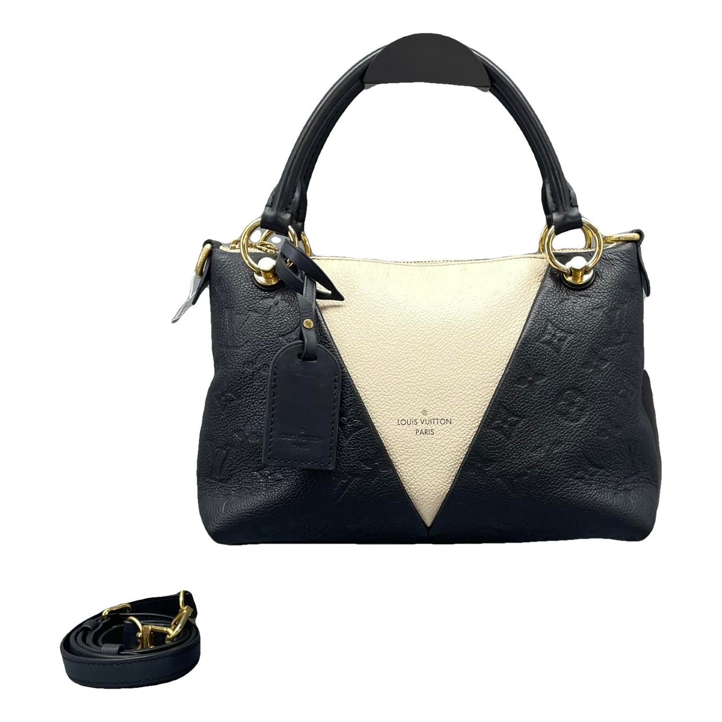 Tote V leather handbag