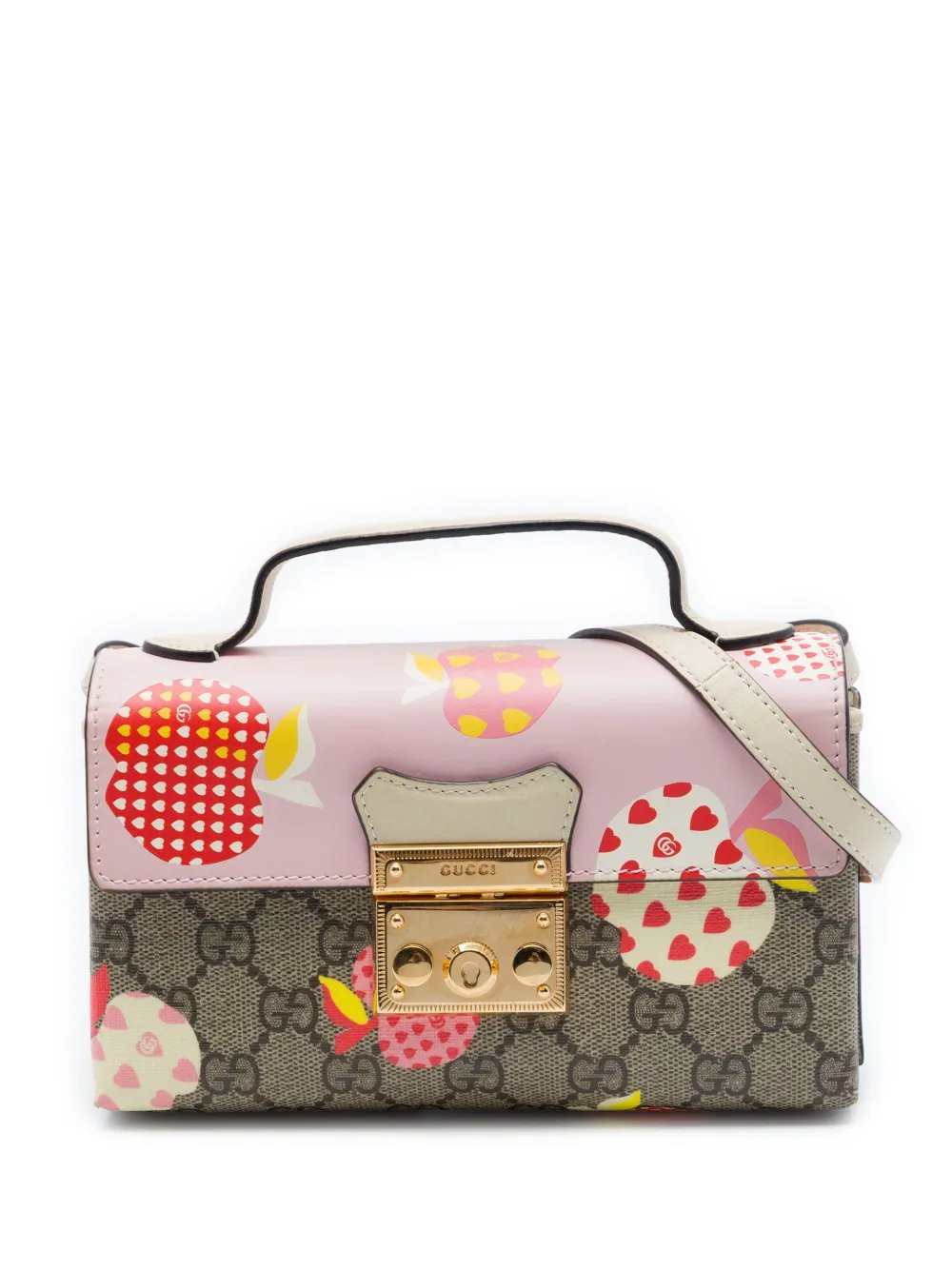 2016-2026 Mini GG Supreme Monogram Les Pommes Padlock satchel