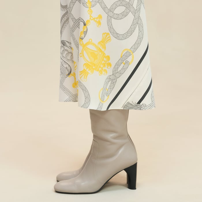 Blanc Nacre "Palefroi Remix" Flowy Slanted Skirt
