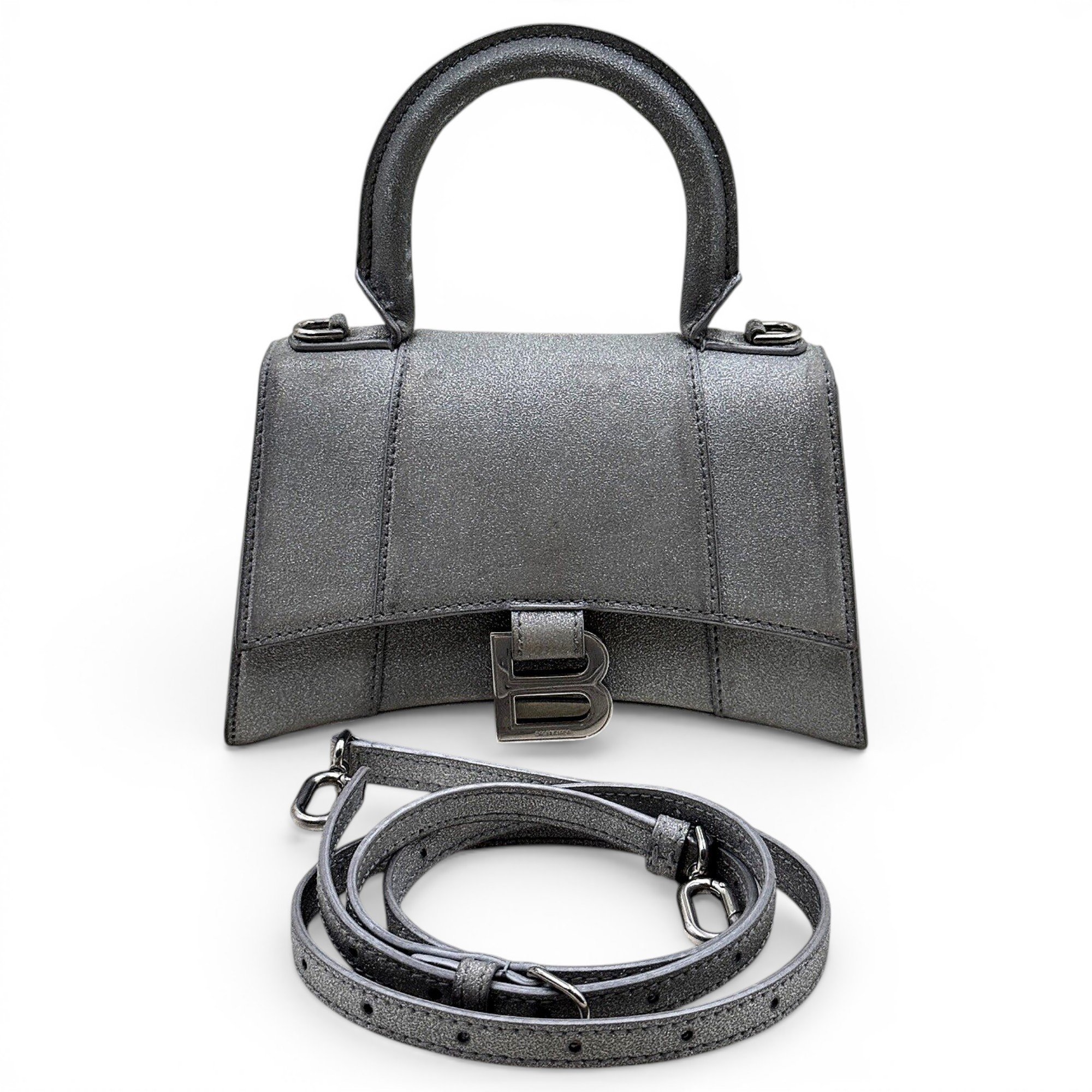 Hourglass leather handbag