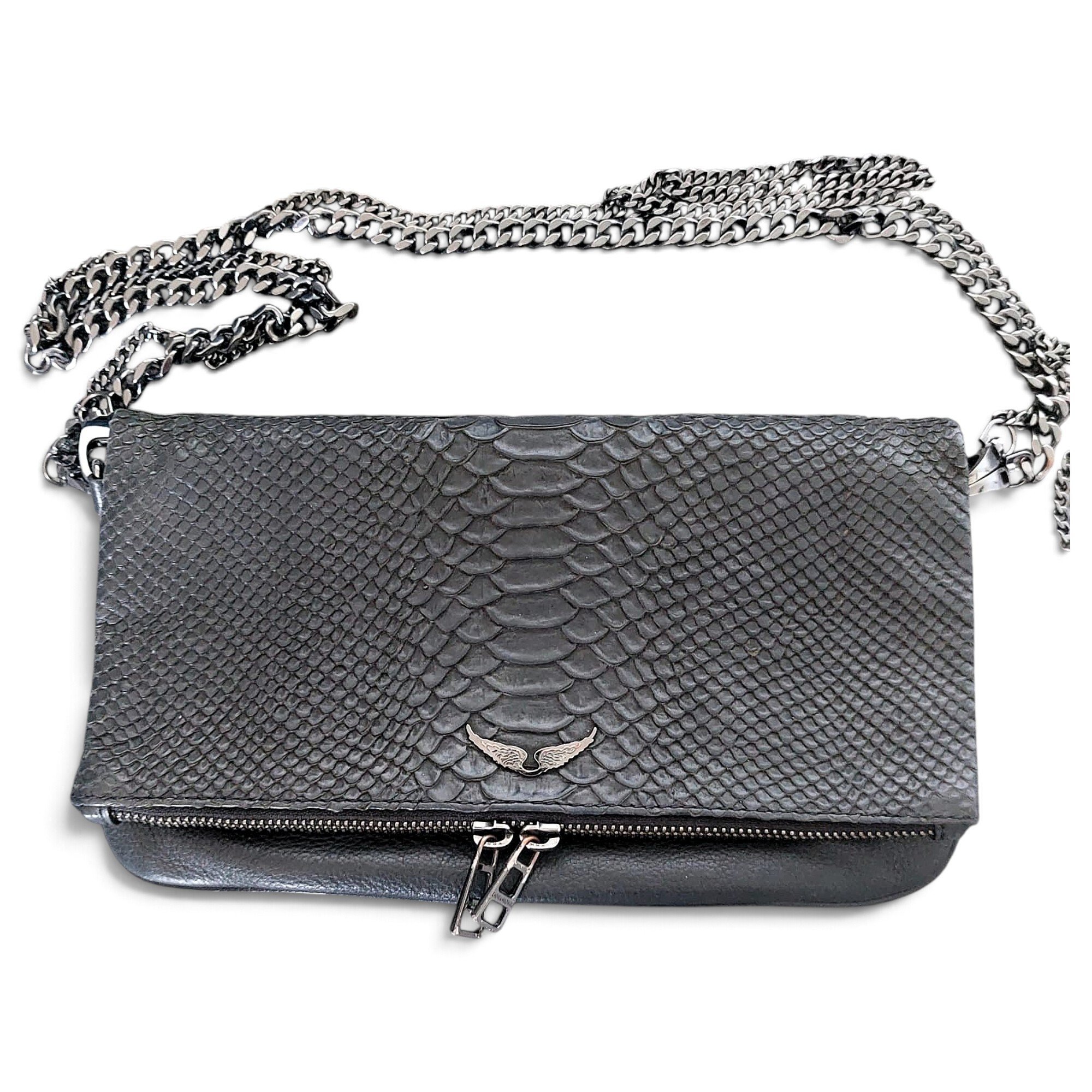 Rock leather clutch bag