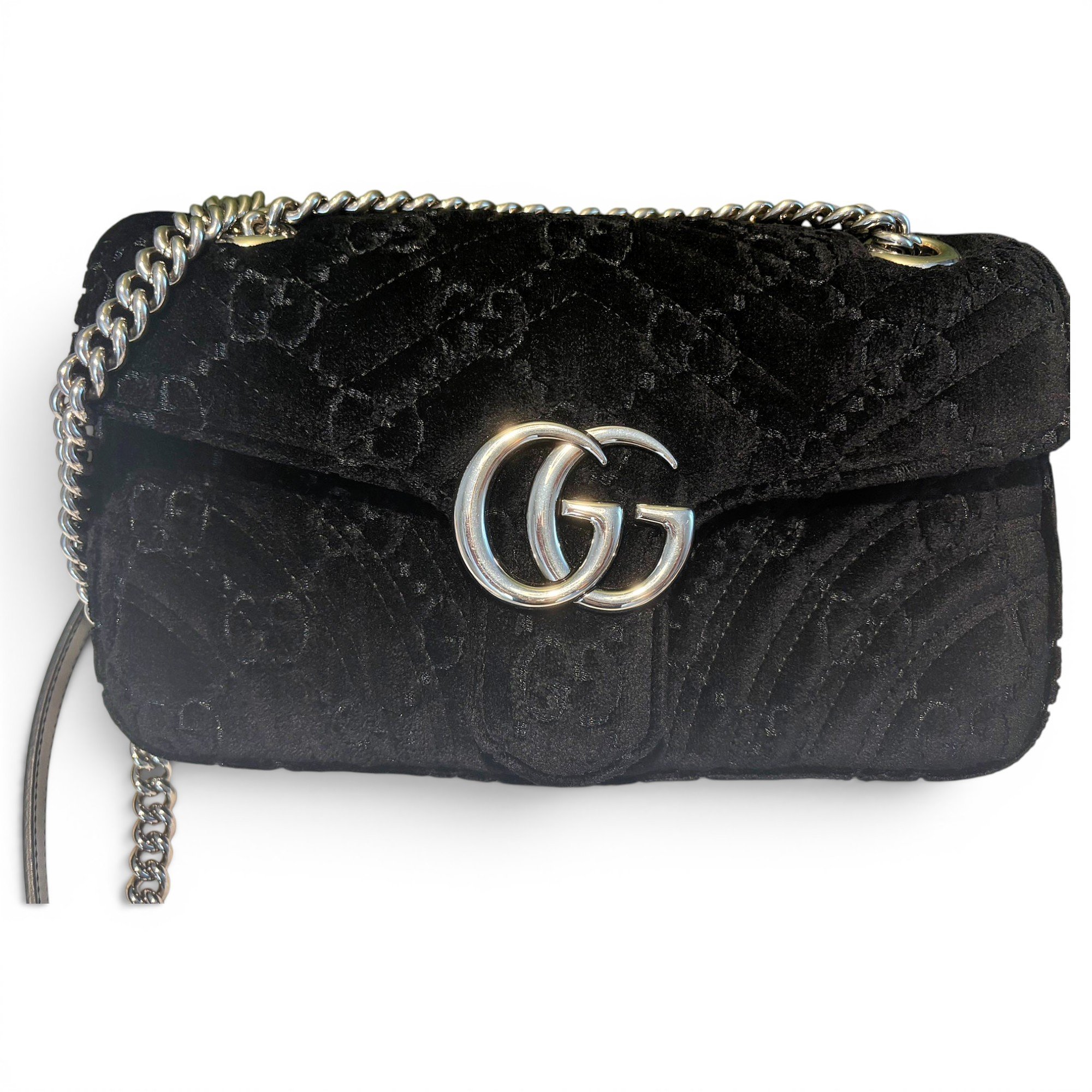 GG Marmont Chain Flap velvet crossbody bag
