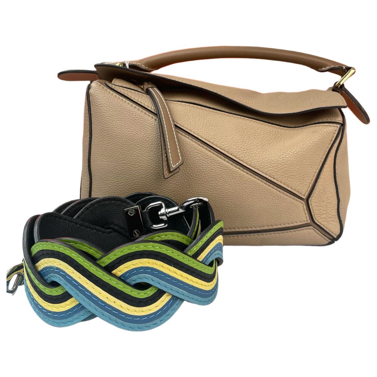 Puzzle leather handbag