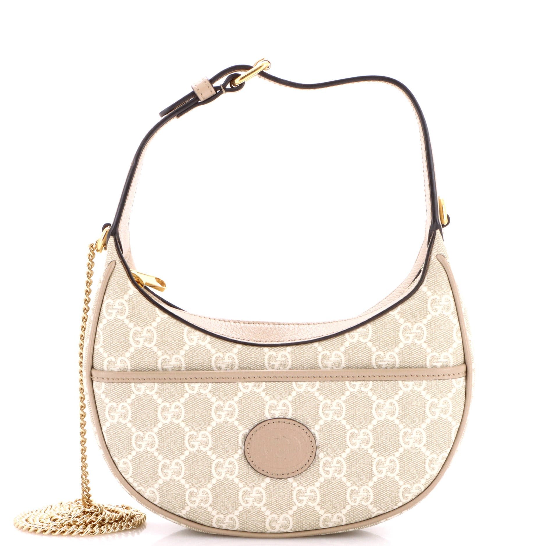 Interlocking G Patch Half Moon Hobo GG Coated Canvas Mini
