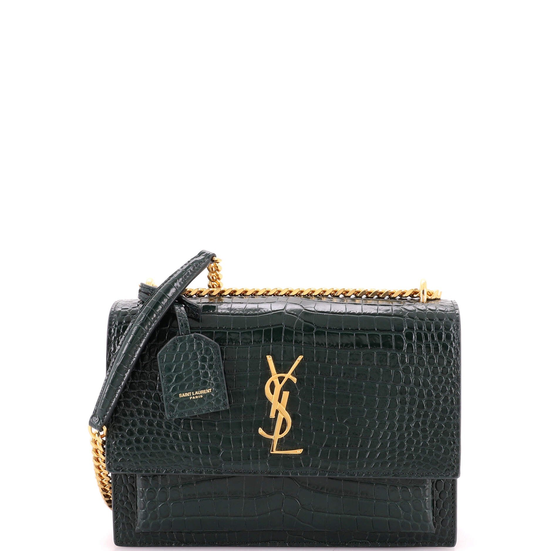 Sunset Crossbody Bag Crocodile Embossed Leather Medium