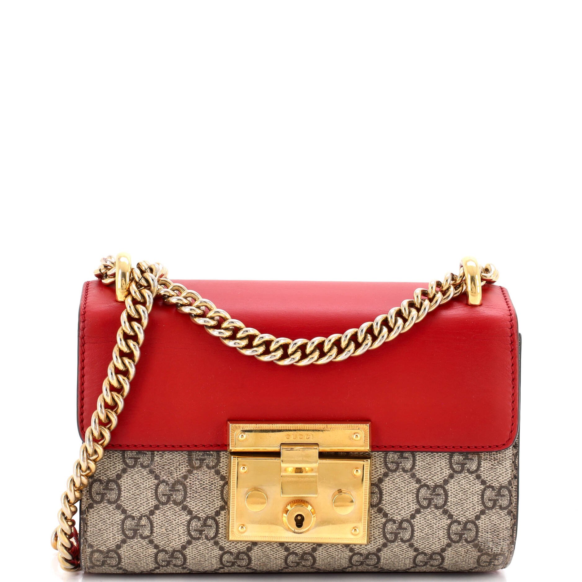 Padlock Shoulder Bag GG Coated Canvas and Leather Small