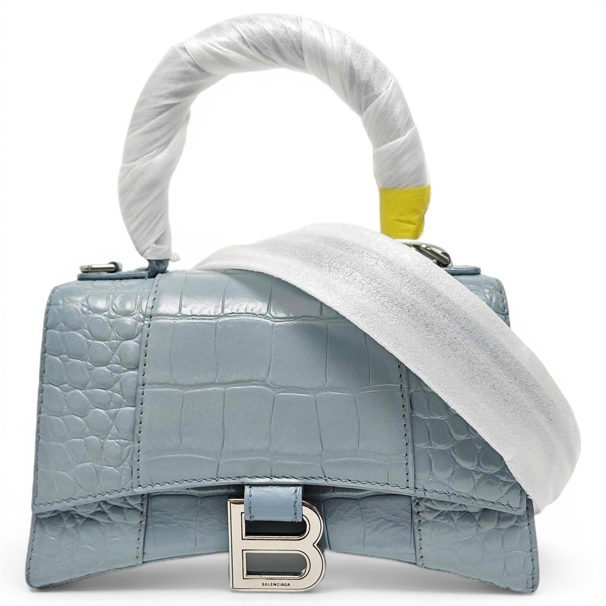 Hourglass leather handbag