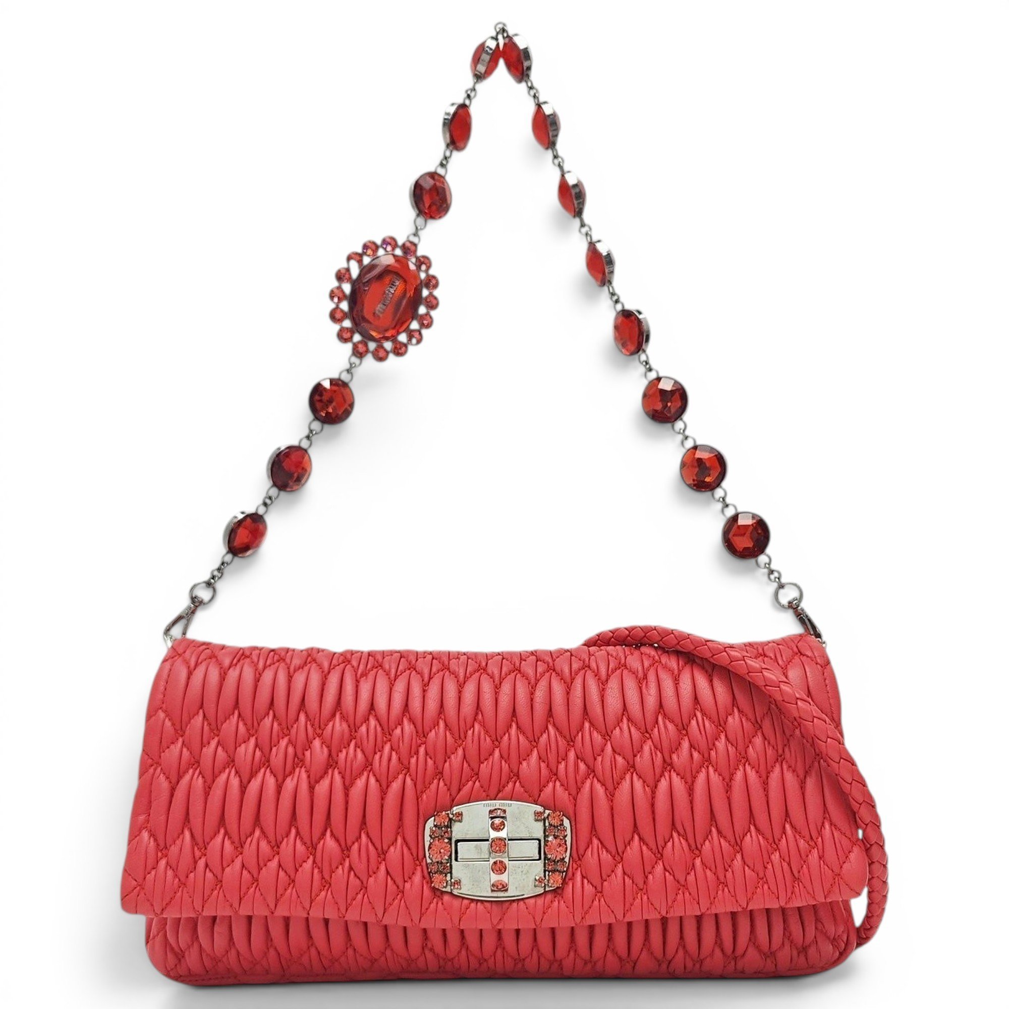 Miu Crystal leather handbag