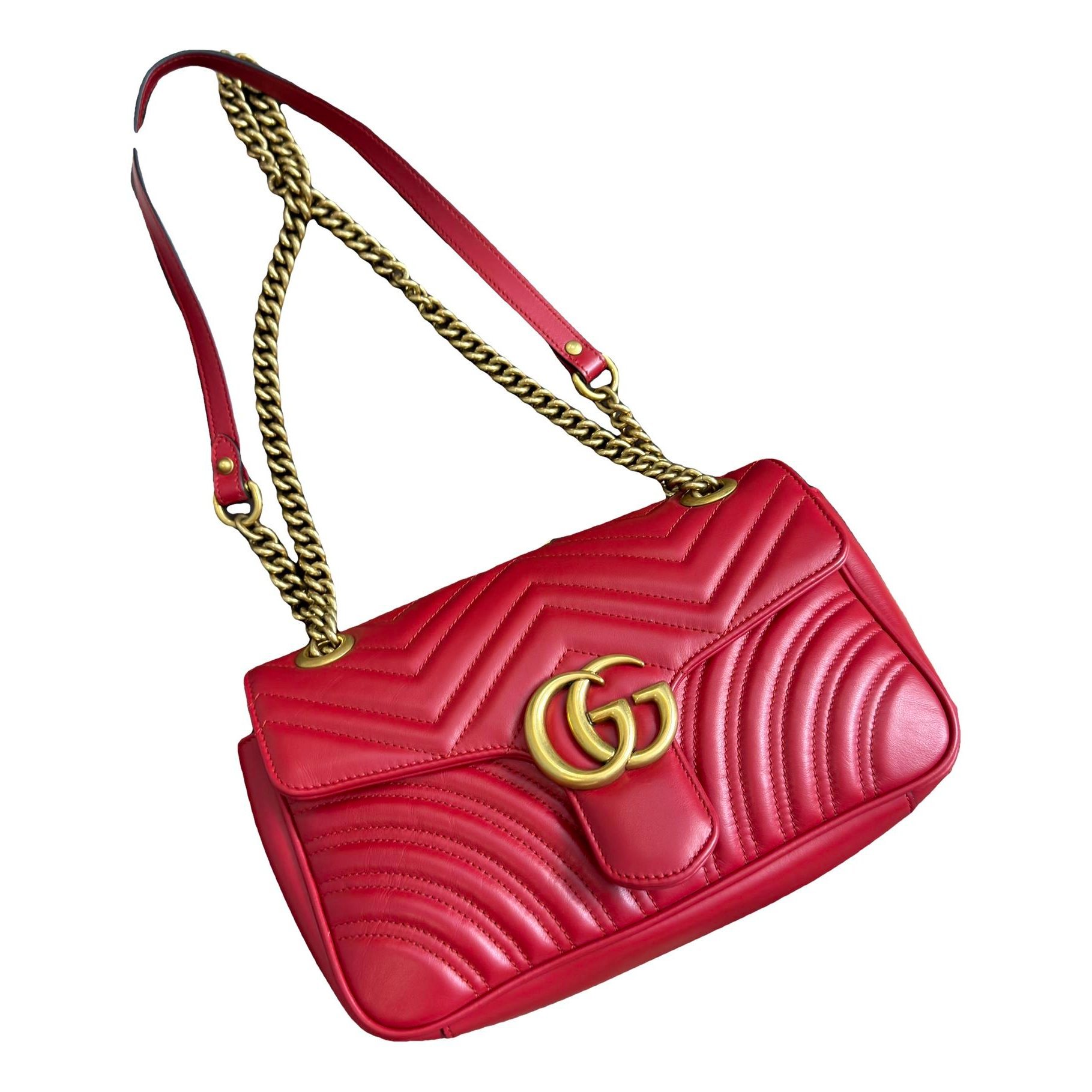 Pearly GG Marmont Flap leather crossbody bag
