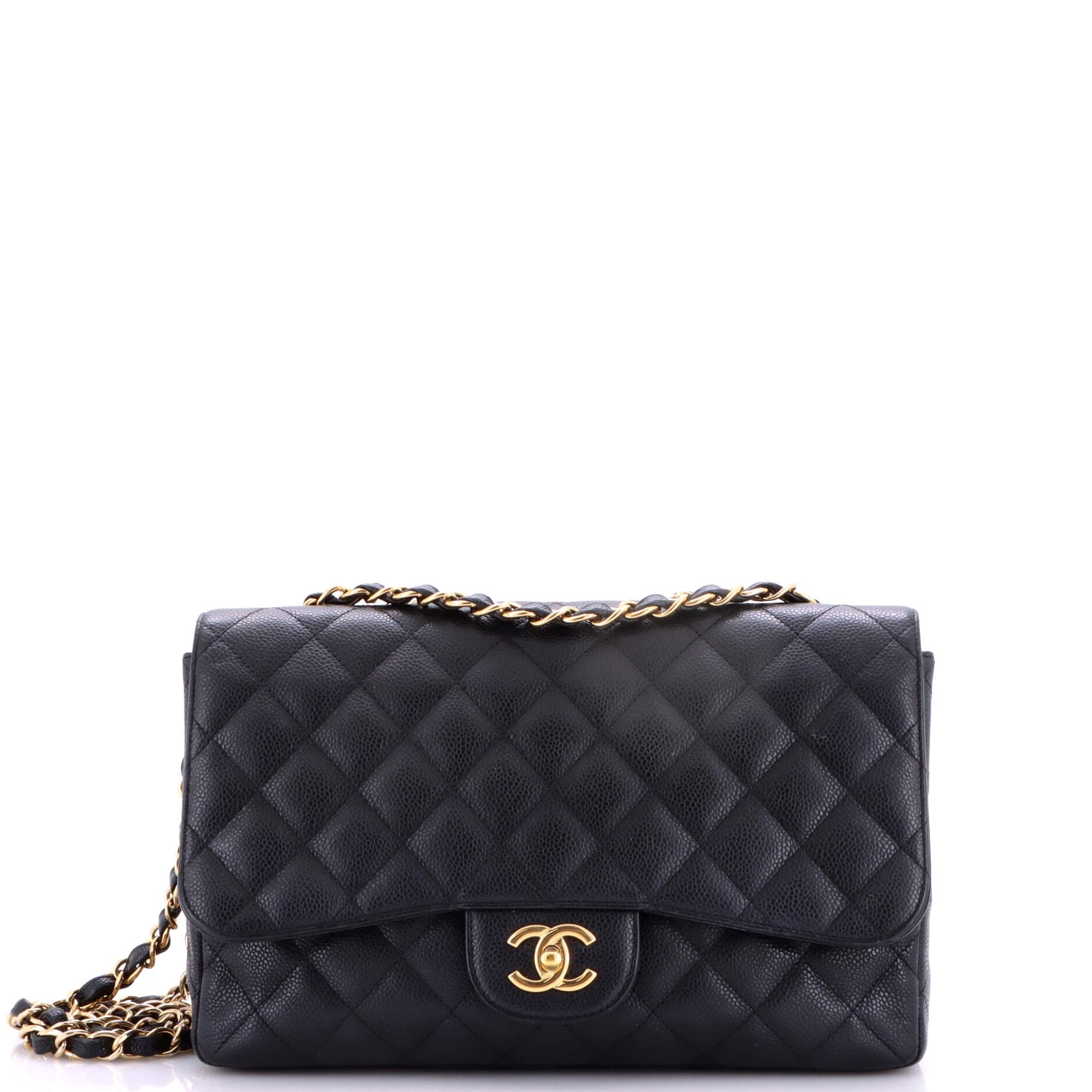 Chanel Classic Single Flap Bag Quilted Caviar Jumbo