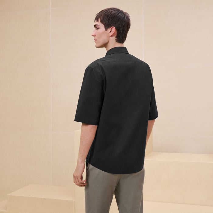 Noir Camisa De Corte Deportivo "Poche À Cheval"