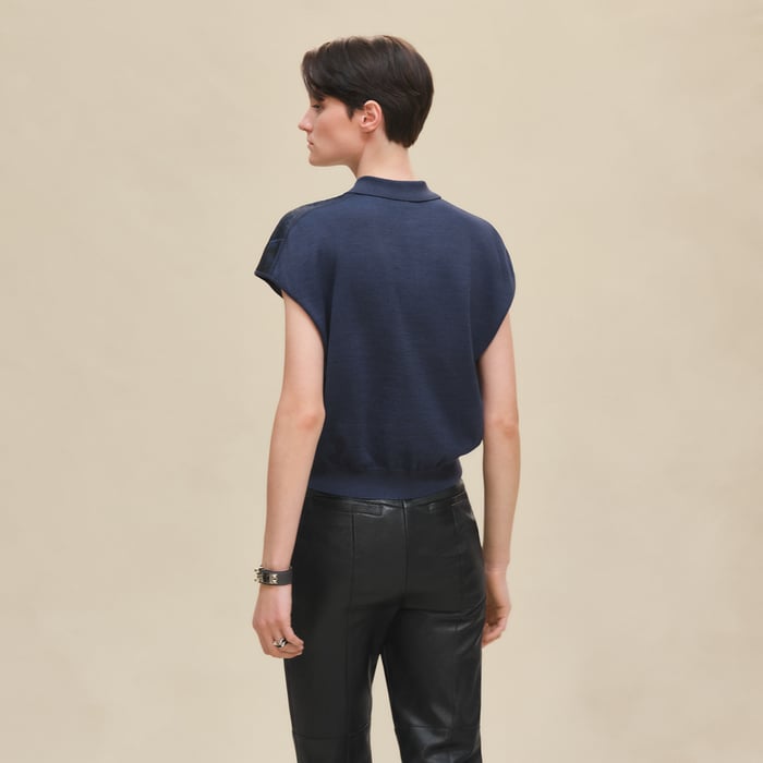 Bleu Encre "Coloriages De Jour" Sleeveless Twillaine Sweater