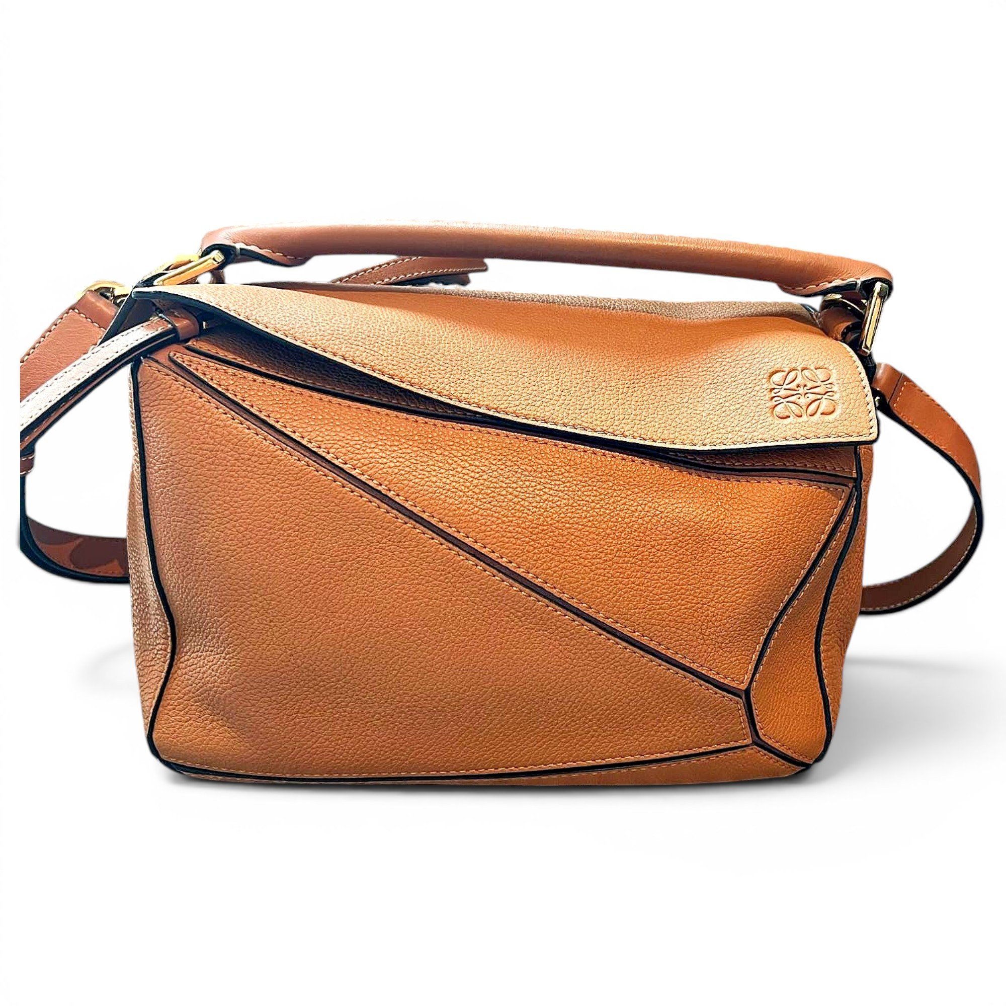 Puzzle leather handbag