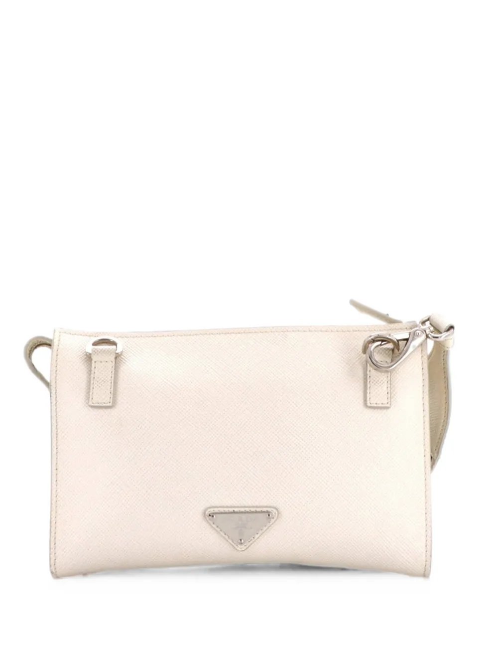 Triangle Logo Zip Messenger Bag Embossed Saffiano Leather Small crossbody bag