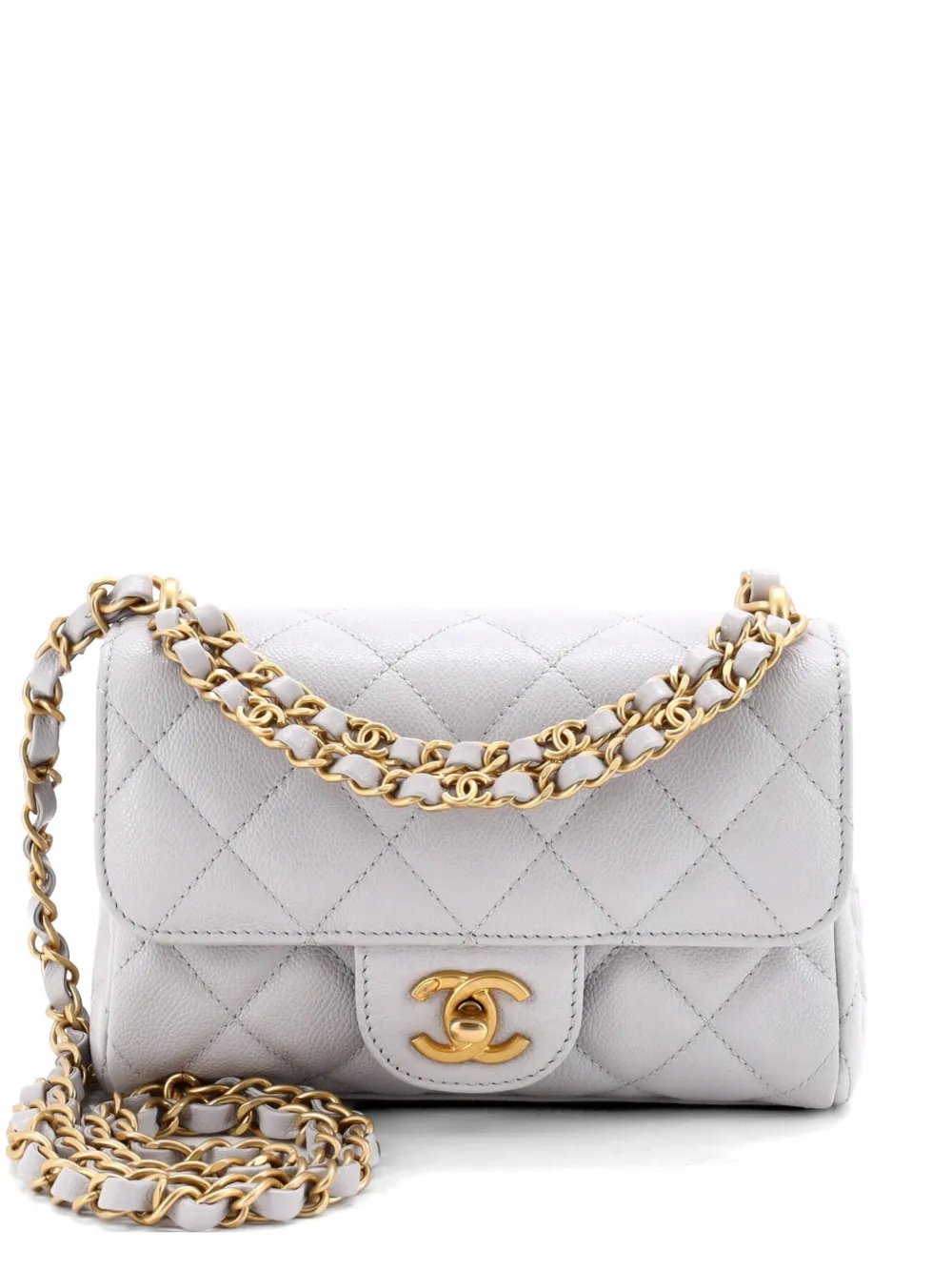 CC Double Chain Handle Flap Bag Quilted Caviar Mini crossbody bag