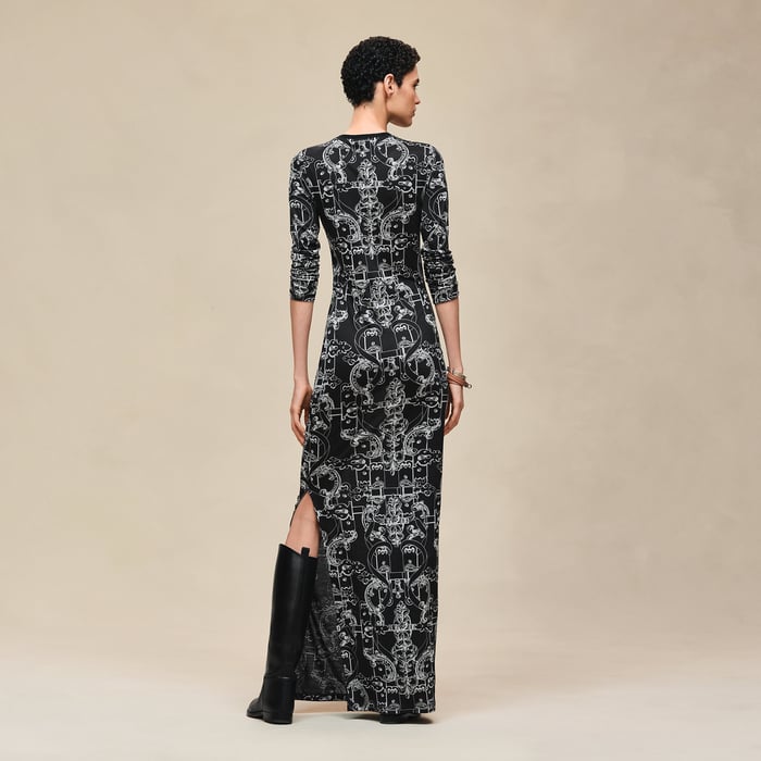 Noir "Ferronnerie Remix" Short-sleeve Long Dress
