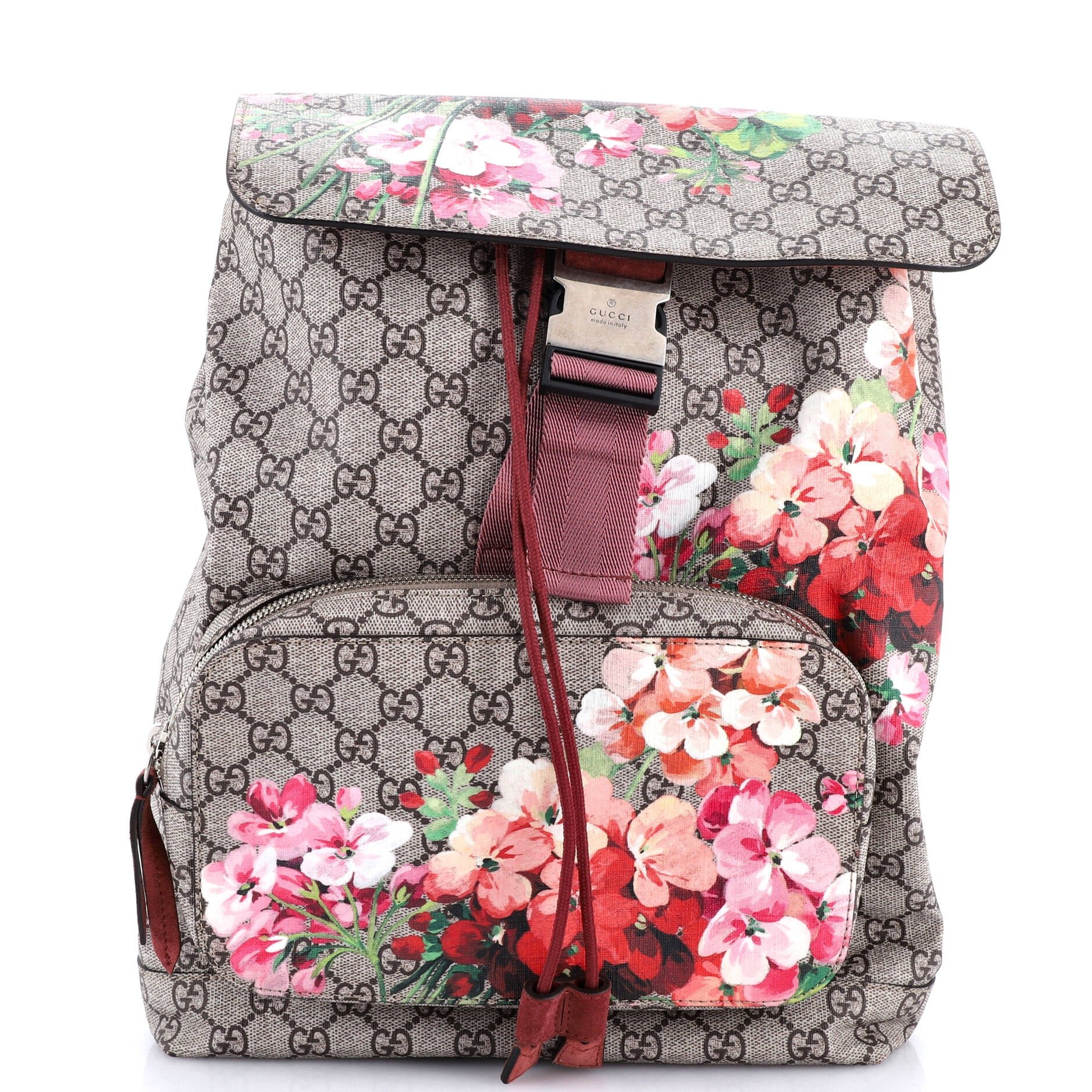 Gucci Buckle Backpack Blooms Print GG Coated Canvas Medium