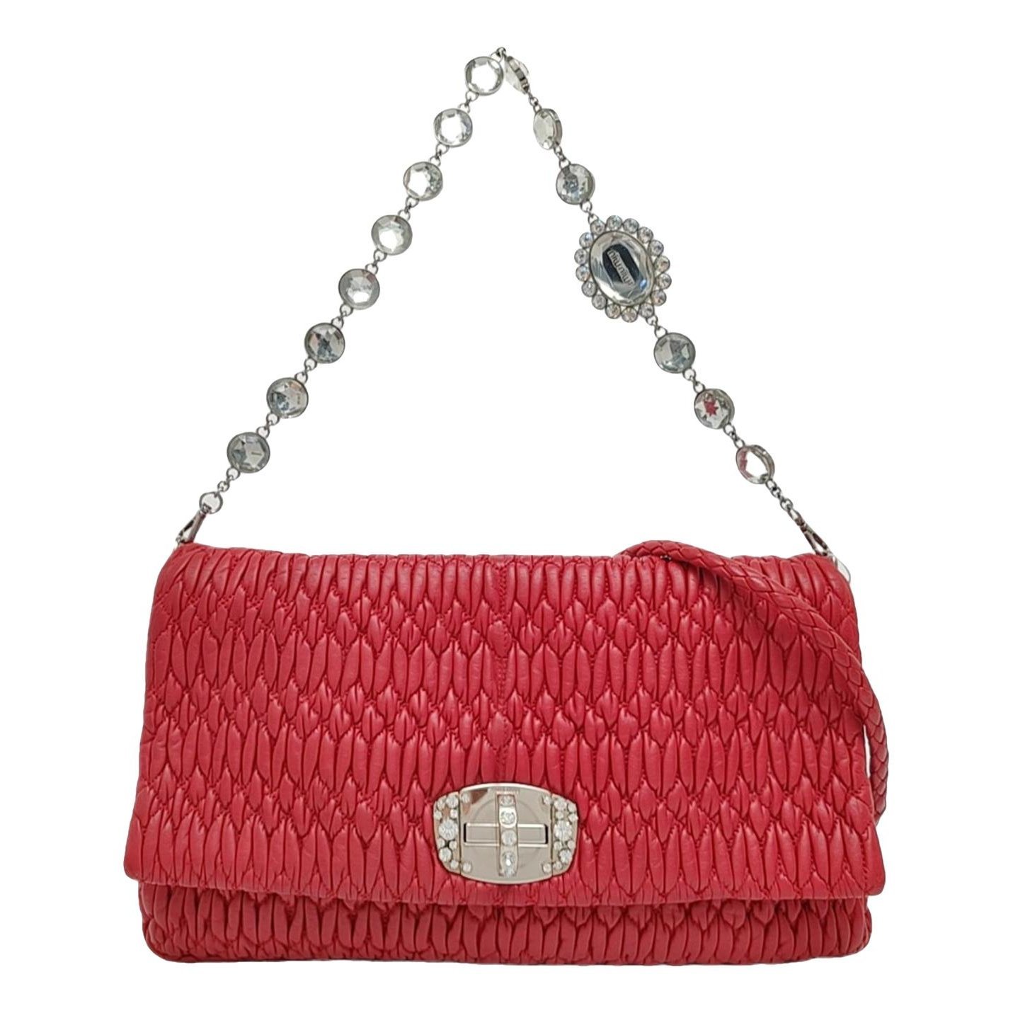 Miu Crystal leather handbag