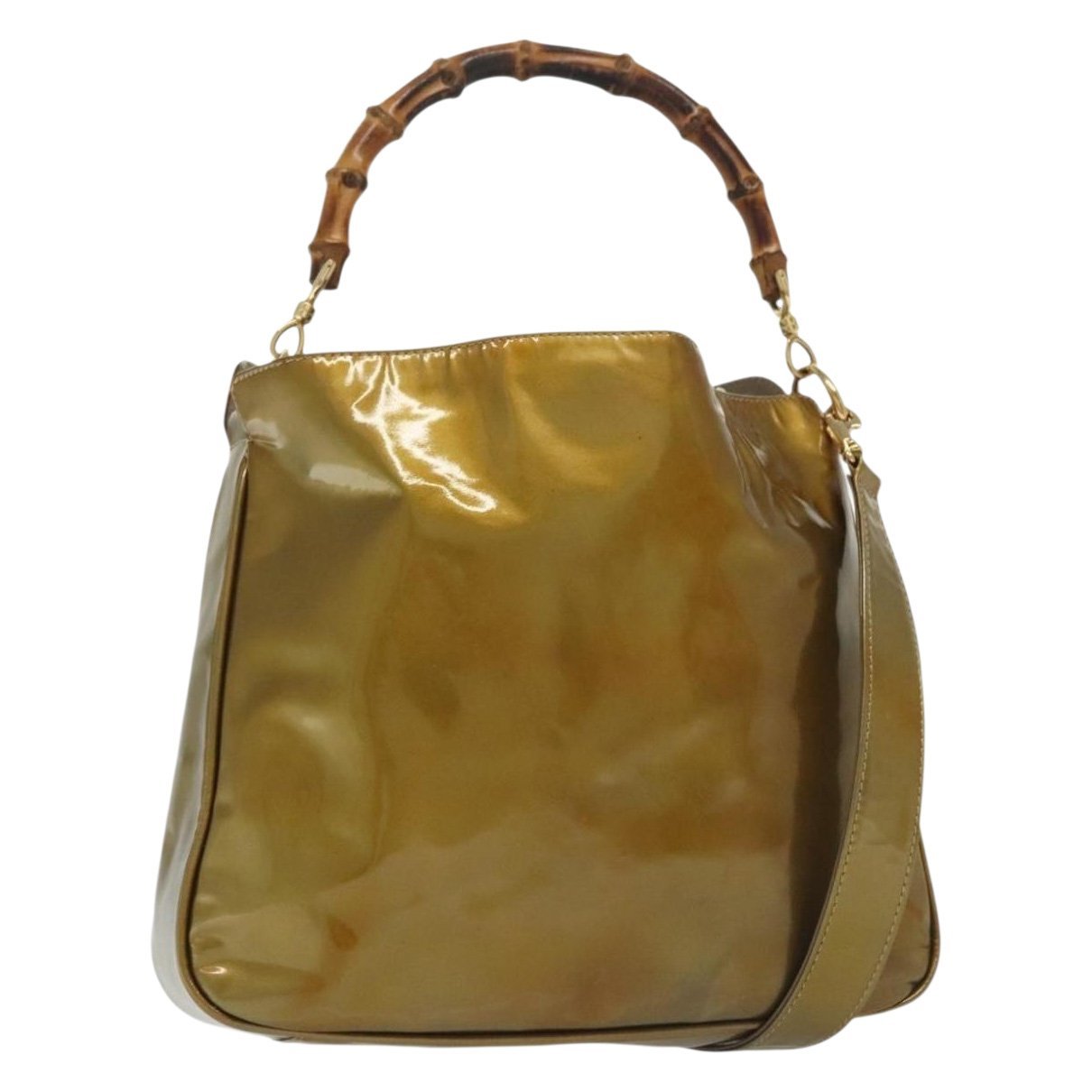Bamboo patent leather handbag