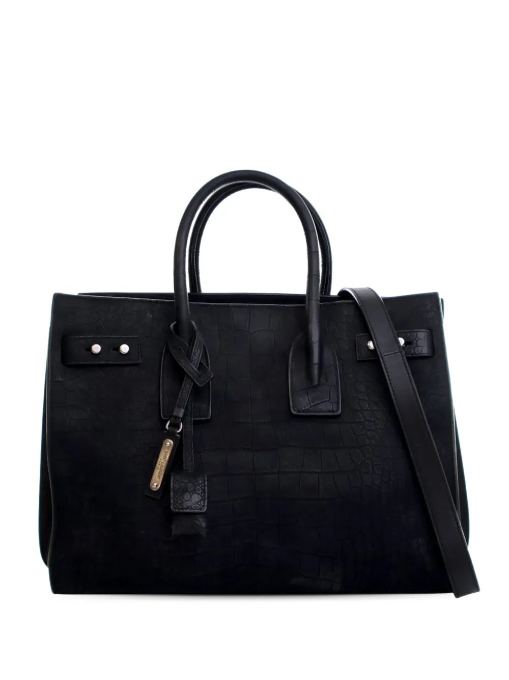 2018 Small Croc Embossed Suede Sac De Jour satchel