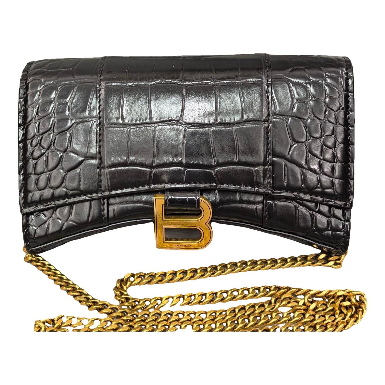 Hourglass leather handbag