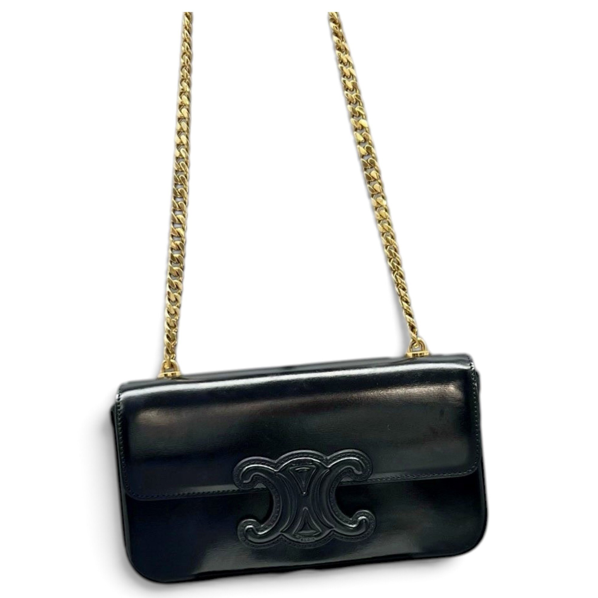 Triomphe chain leather handbag