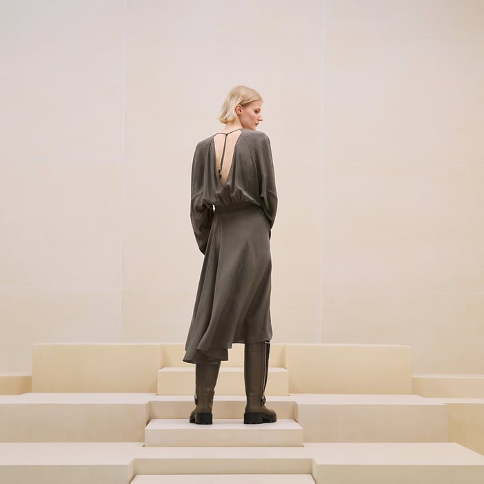 Marron Tarn "Losanges Sur Jacquard" Dress