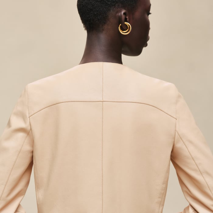 Beige Cajou Biker Jacket
