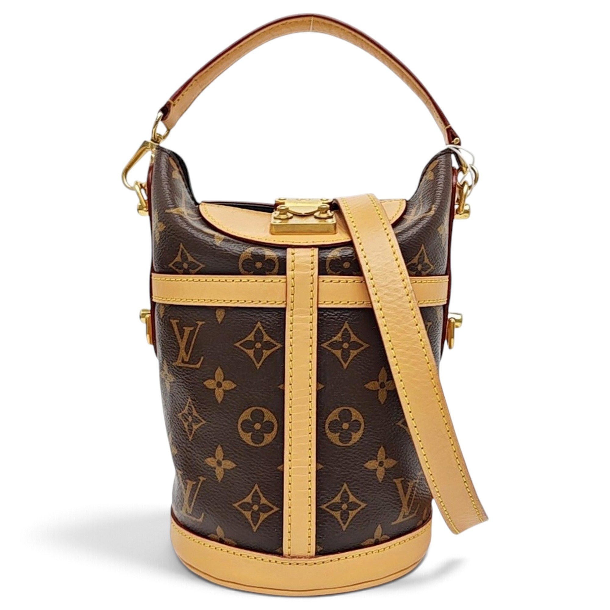 Duffle leather handbag