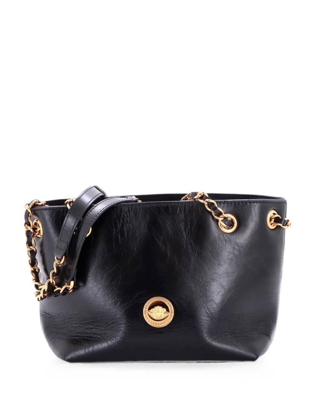 Medusa Icon Chain Tote Leather Mini bucket bag