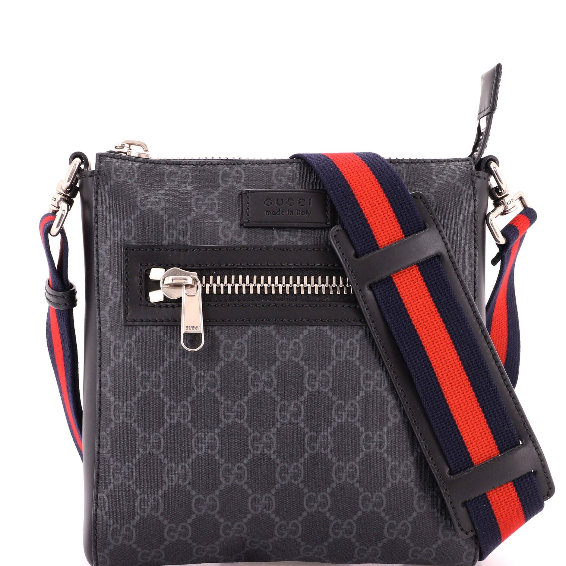 Web Strap Front Zip Messenger Bag GG Coated Canvas Small