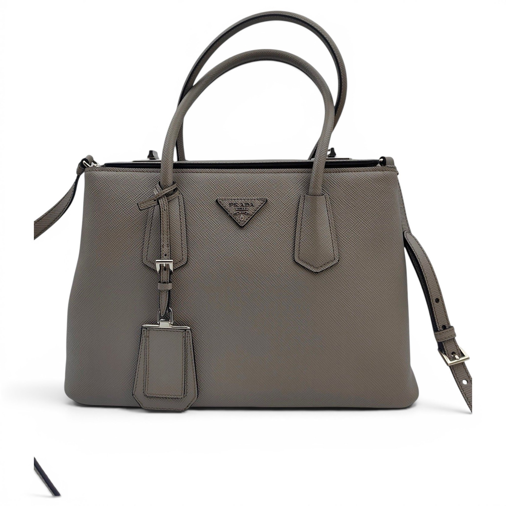 Double leather handbag