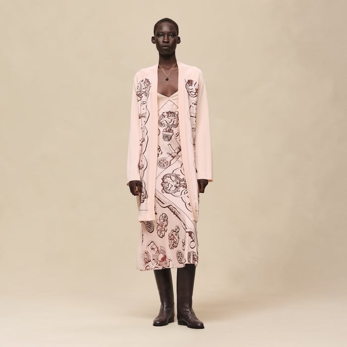 Rose Opaline "Ferronnerie Remix" Long-sleeve Twillaine Cardigan