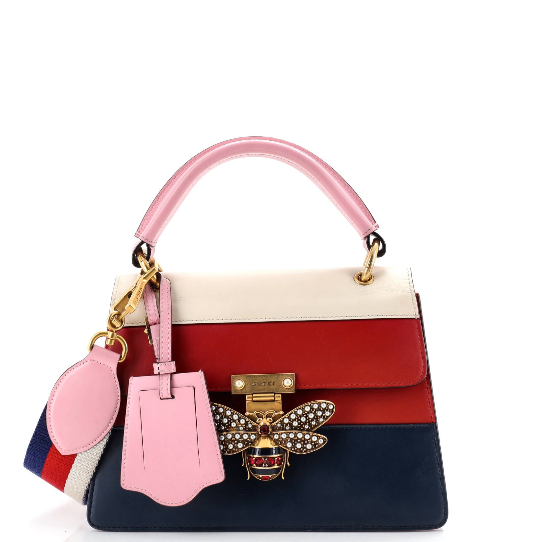 Queen Margaret Top Handle Bag Colorblock Leather Small