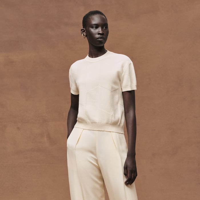 Blanc Naturel "H Voyage" Short-sleeve Sweater