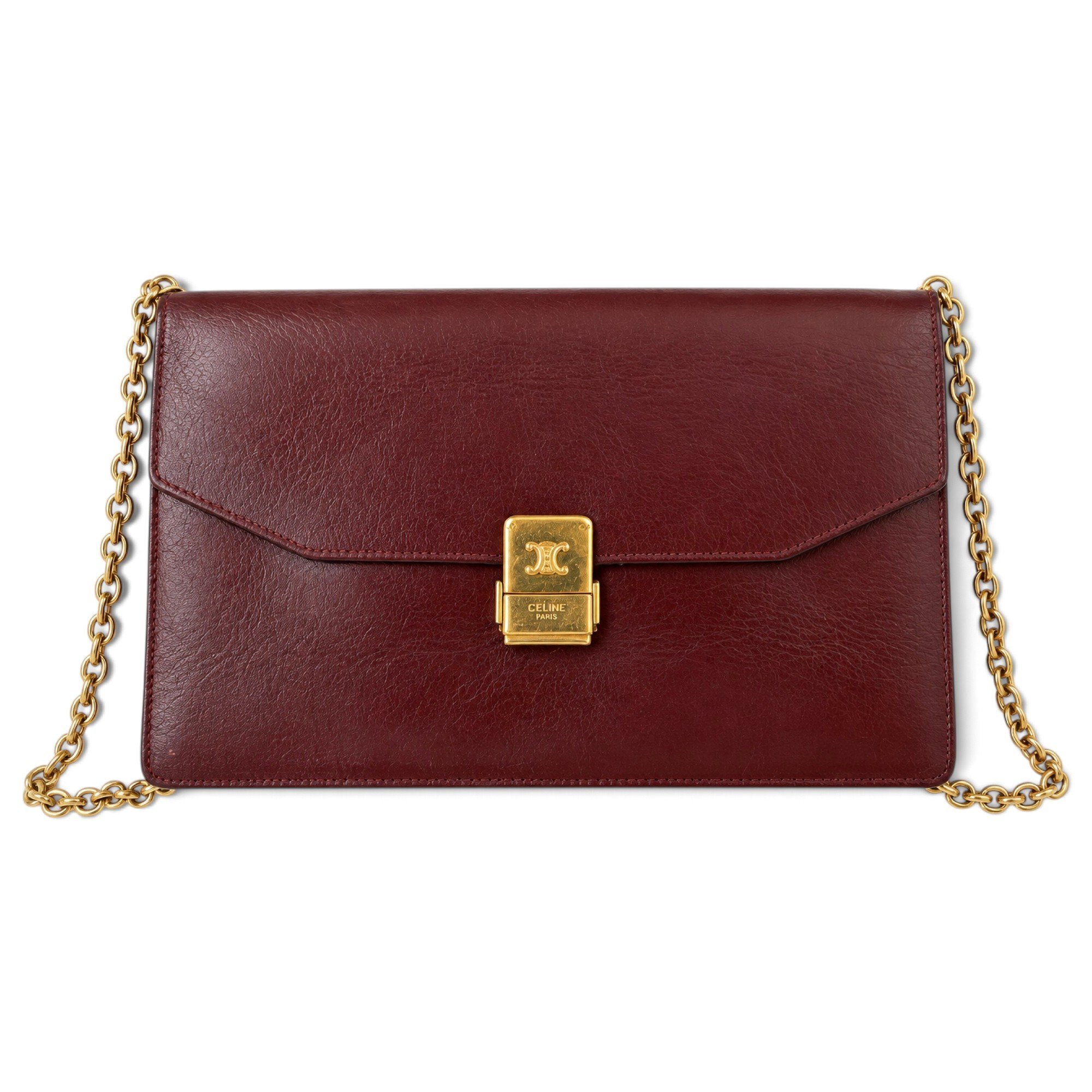 Clasp leather handbag