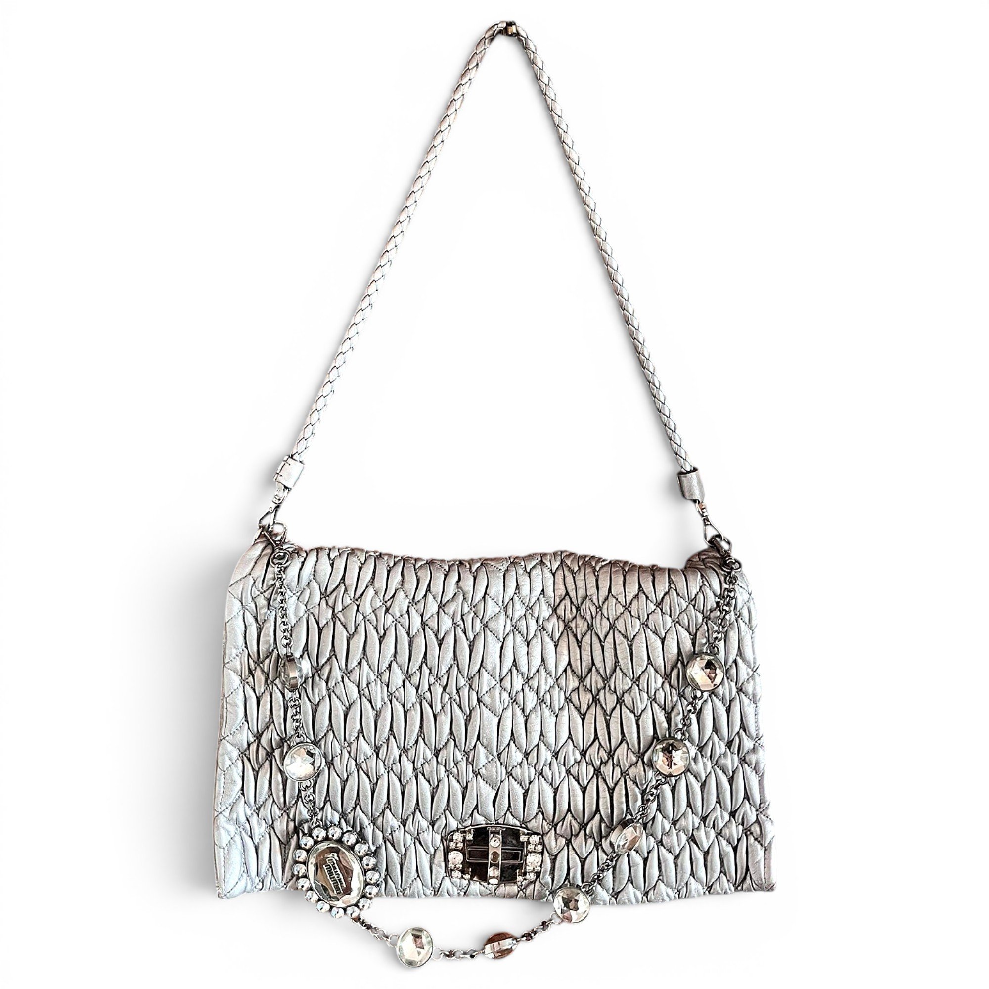 Miu Crystal leather handbag
