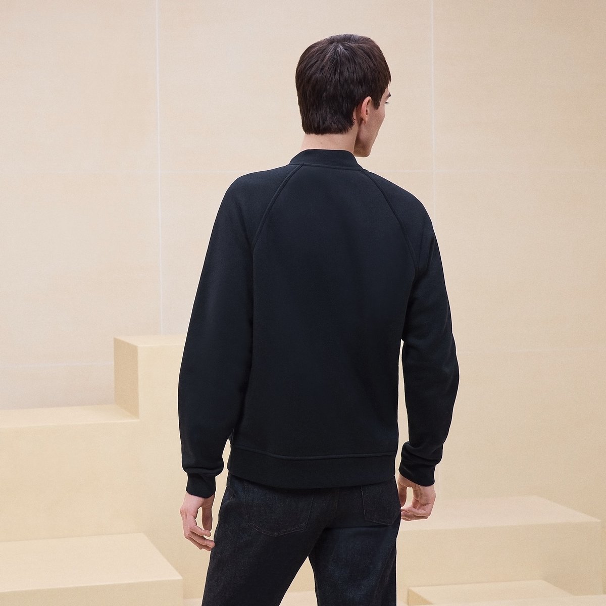 Marine "Metallerie Au Carre" Varsity Jacket With Leather Detail