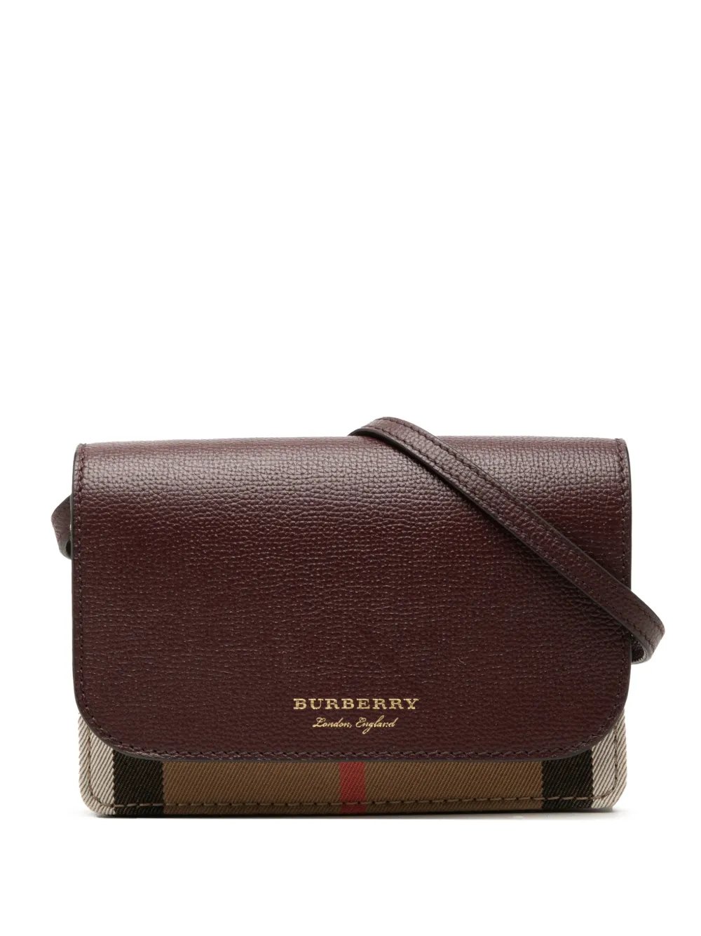 2000-2017 Grained Calfskin and House Check Canvas Hampshire Wallet on Chain crossbody bag