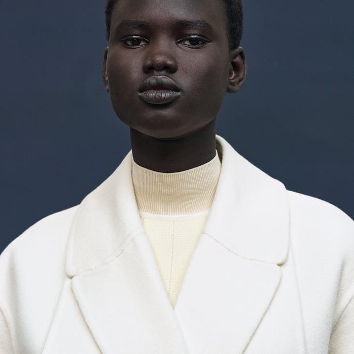 Blanc Naturel Long Modular Cashmere Coat