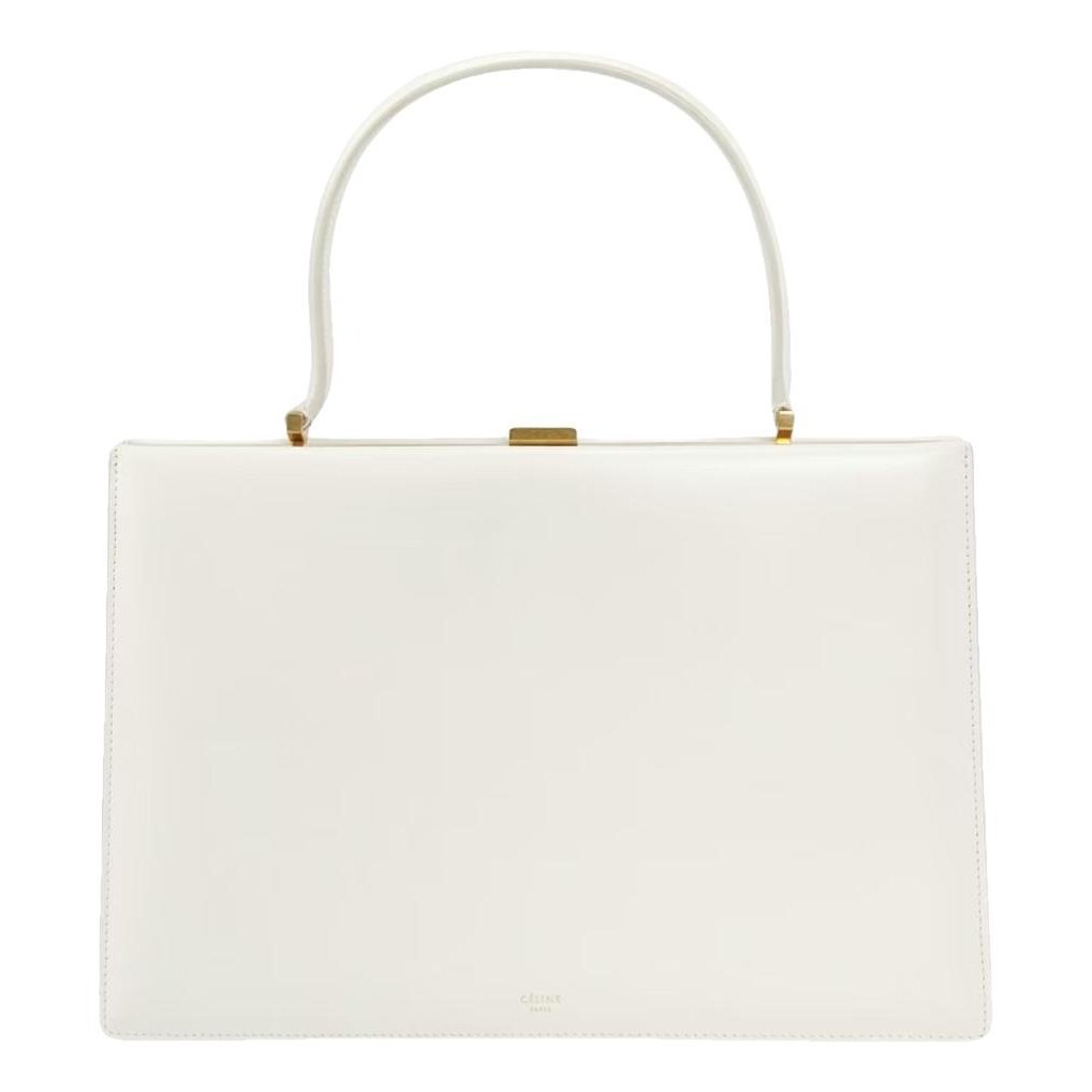 Clasp leather handbag