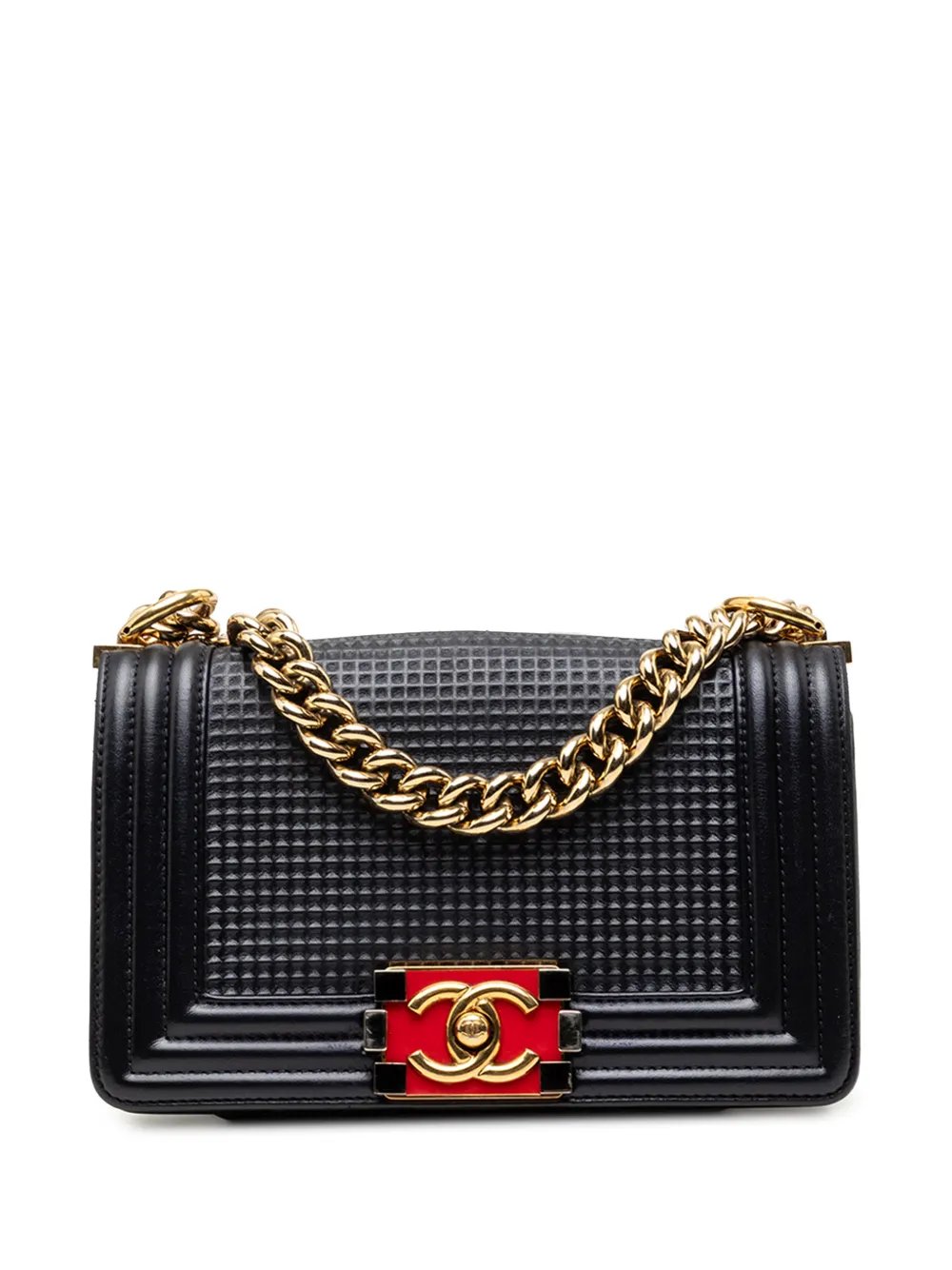 2013-2014 Small Lambskin Embossed Cube Boy Flap crossbody bag