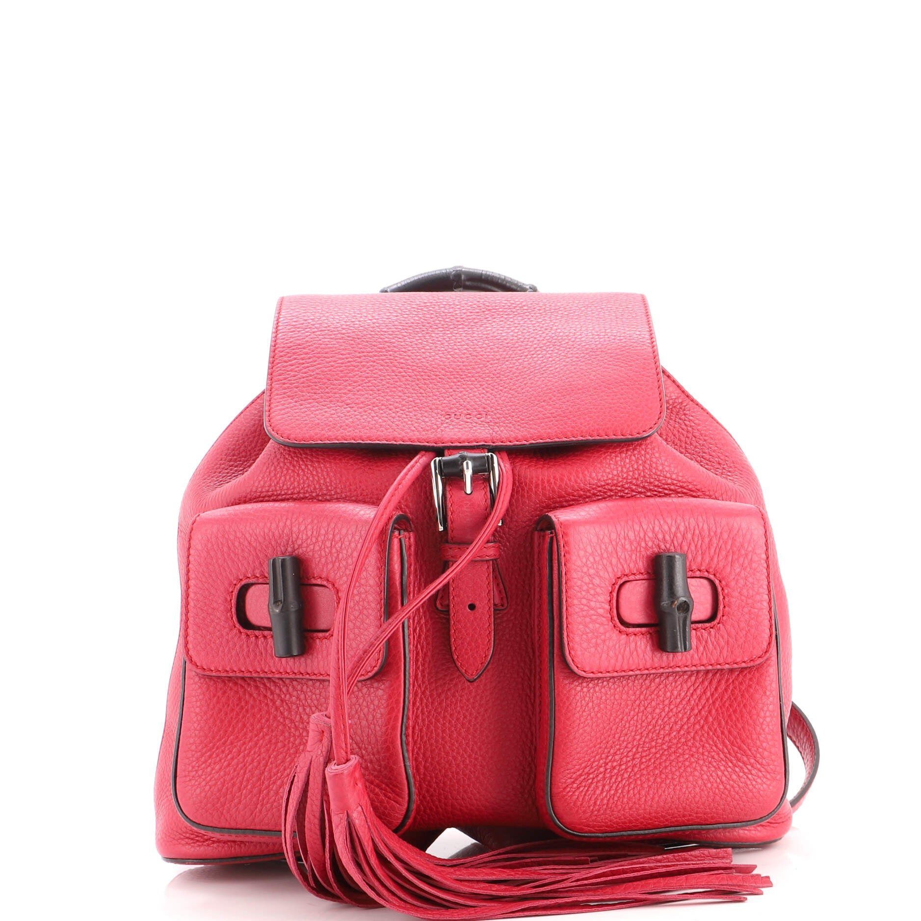 Bamboo Tassel Backpack Leather Medium