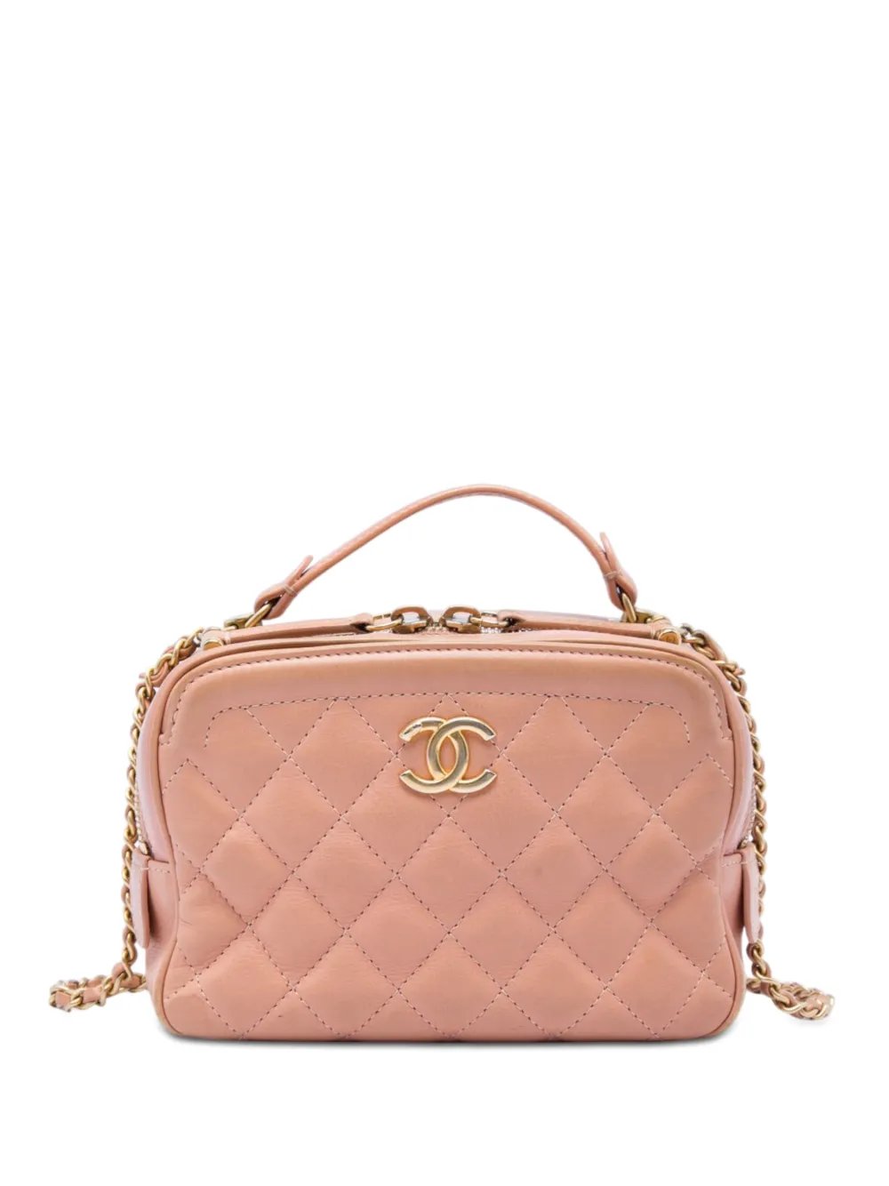2018-2019 Small CC Quilted Calfskin Top Handle Vanity Case with Chain satchel