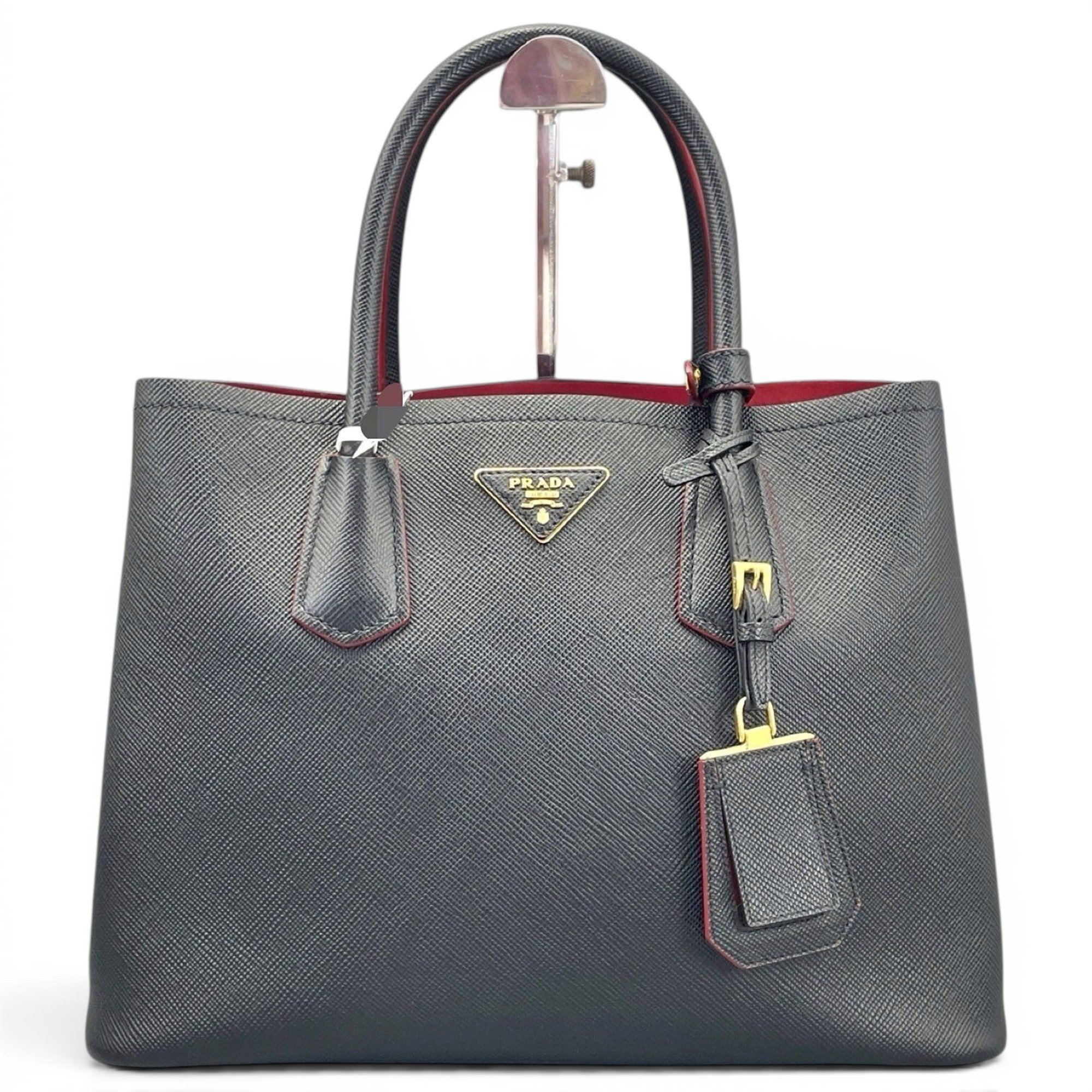 Double leather handbag