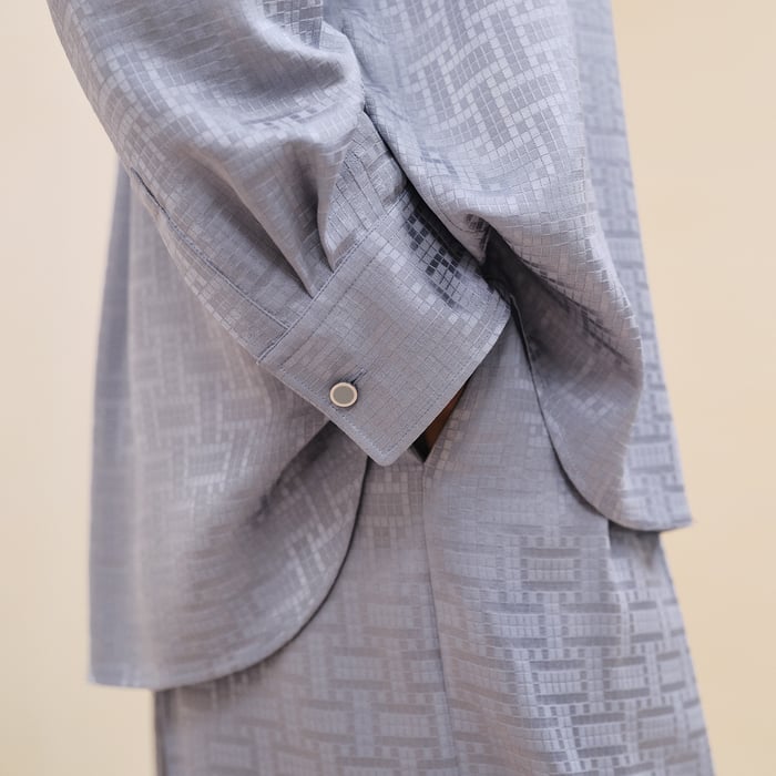 Gris Brume "Mosaique" Ascot Collar Shirt