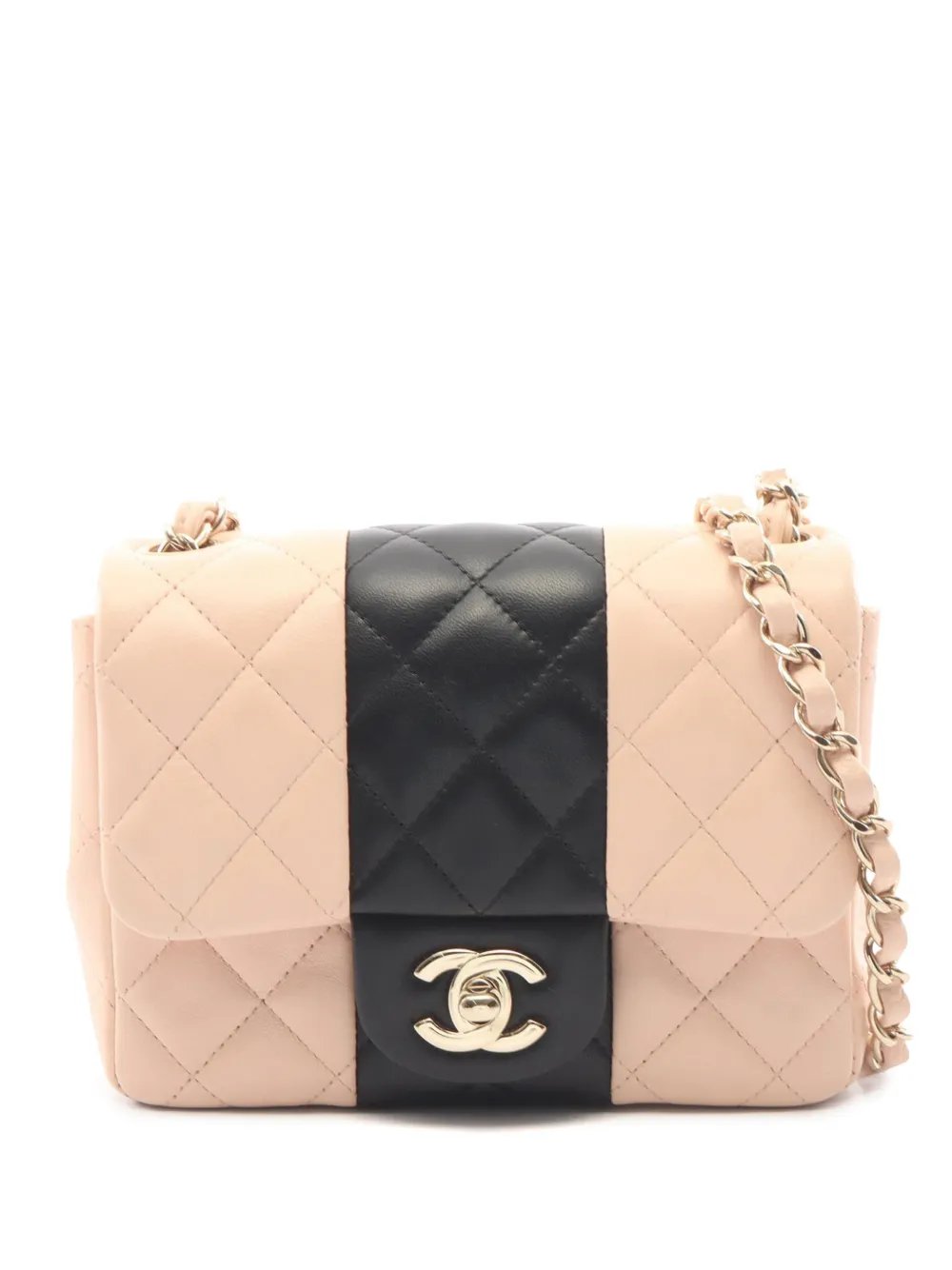 2021-2026 Mini Square Classic Bicolor Lambskin Single Flap crossbody bag
